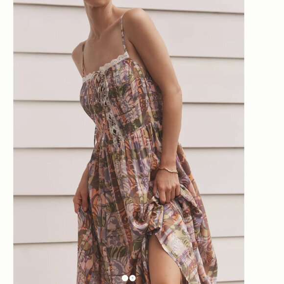 By Anthropologie Sleeveless Eyelet-Trimmed Open-Back Maxi Dress - Picture 2 of 11